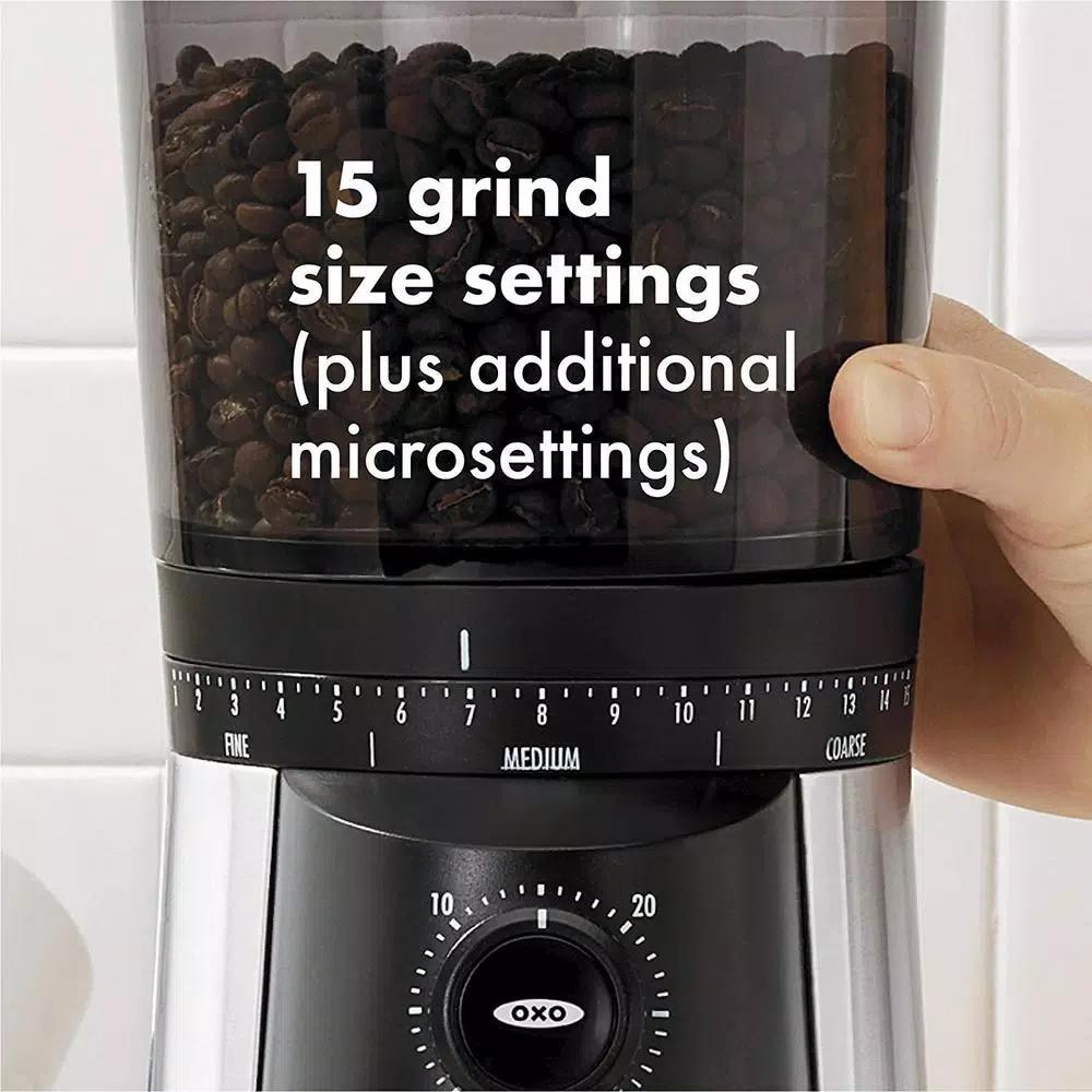 OXO 16 oz. Stainless Steel Conical Burr Coffee Grinder with 43 Adjustable Settings