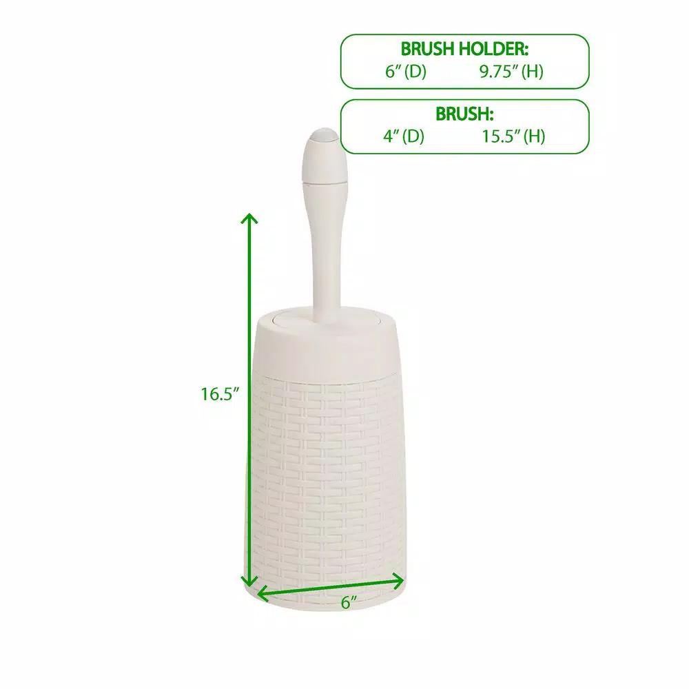 Mind Reader 12 in. Plastic Magic Toilet Brush and Holder Set in Ivory