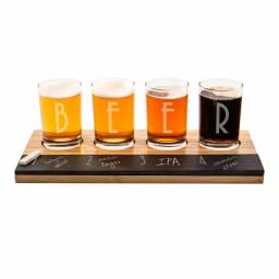 Cathy's Concepts Bamboo and Slate Craft Beer Tasting Flight Set with 4 Engraved 5.5 oz. Taster Glasses thumbnail 10
