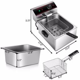 Costway 6.3 Qt. Stainless Steel Commercial Electric Deep Fryer, 2500W Silver thumbnail 2