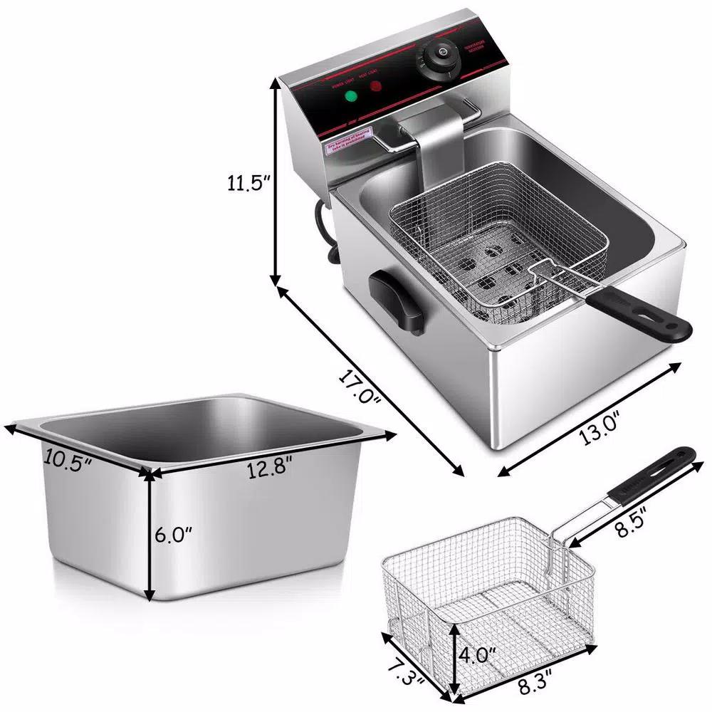 Costway 6.3 Qt. Stainless Steel Commercial Electric Deep Fryer, 2500W Silver