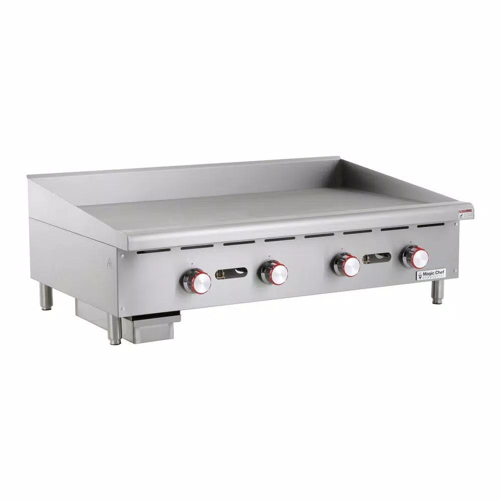 Magic Chef 48 in. Commercial Thermostatic Gas Countertop Griddle, Stainless Steel