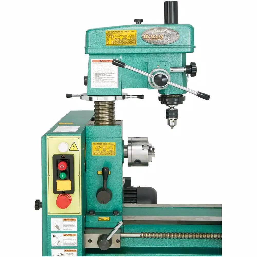 Grizzly Industrial 19-3/16 in. Combo Metal Lathe and Milling Machine with 3/4 in. Spindle Bore