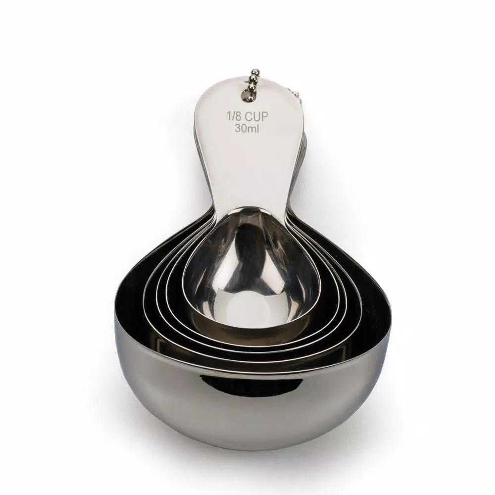 RSVP International Endurance 5-Piece Stainless Steel Measuring Cup Set, Heavy-Duty Teardrop Design