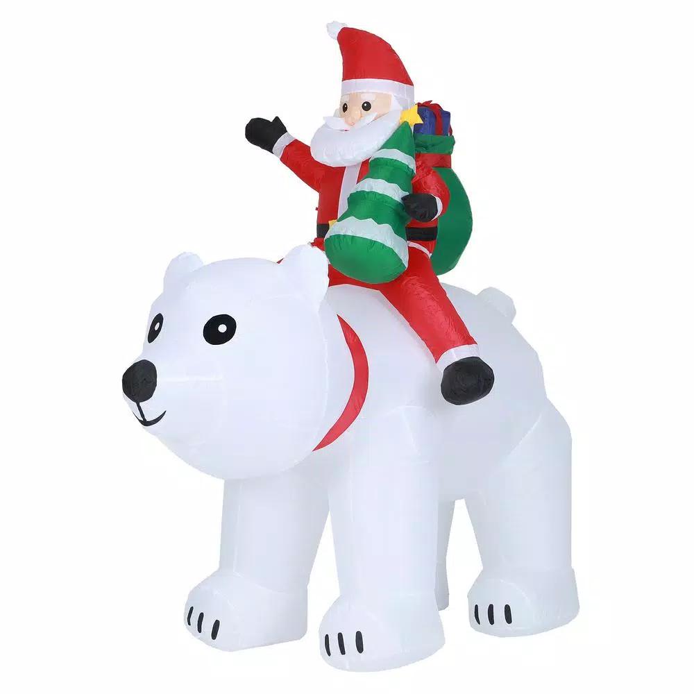 Luxen Home 6 ft. Santa and Polar Bear Inflatable Holiday Yard Decor with LED Lights
