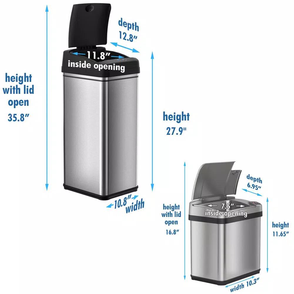 iTouchless Automatic Sensor Trash Can Combo Set, 13 Gal. & 2.5 Gal. Stainless Steel