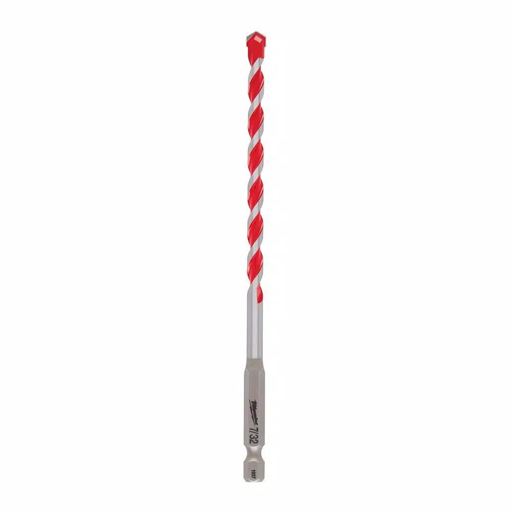 Milwaukee SHOCKWAVE 7/32 in. Carbide Hammer Drill Bit, 6 in. Length, 1/4 in. Hex Shank