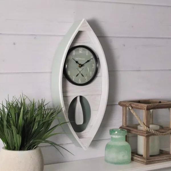 FirsTime & Co. FirsTime and Co. Ocean Canoe Wall Clock, Rustic White Wood, 18 x 7.75 in.