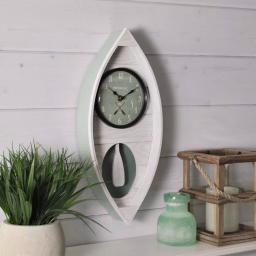 FirsTime & Co. FirsTime and Co. Ocean Canoe Wall Clock, Rustic White Wood, 18 x 7.75 in. thumbnail 1