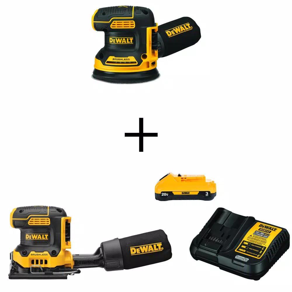 DEWALT 20V MAX XR Brushless 5 in. Cordless Random Orbital Sander Kit with 3.0Ah Battery and Charger