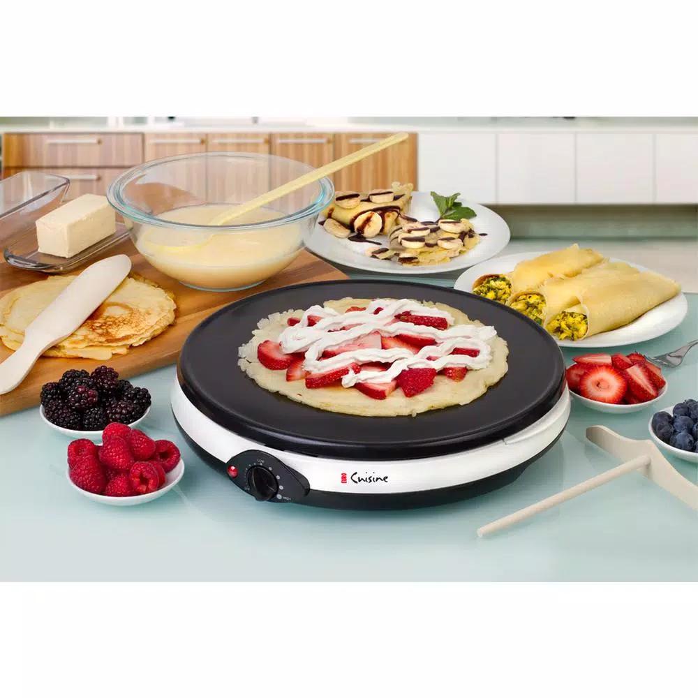 Euro Cuisine 12 in. Non-Stick Ceramic Crepe Maker & Griddle, White