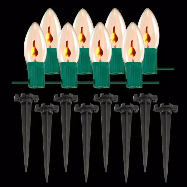 LUMABASE Electric Orange Halloween Pathway Lights with 8 Flickering Flame Effect Bulbs