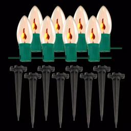 LUMABASE Electric Orange Halloween Pathway Lights with 8 Flickering Flame Effect Bulbs thumbnail 1