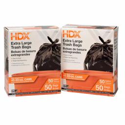 HDX 50 Gallon Extra Large Black Trash Bags, 1.1 Mil Thick, 100 Count thumbnail 1