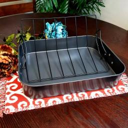 Gibson Home Top Roast Non-Stick Carbon Steel Roasting Pan with Metal Rack, 10 Qt thumbnail 3