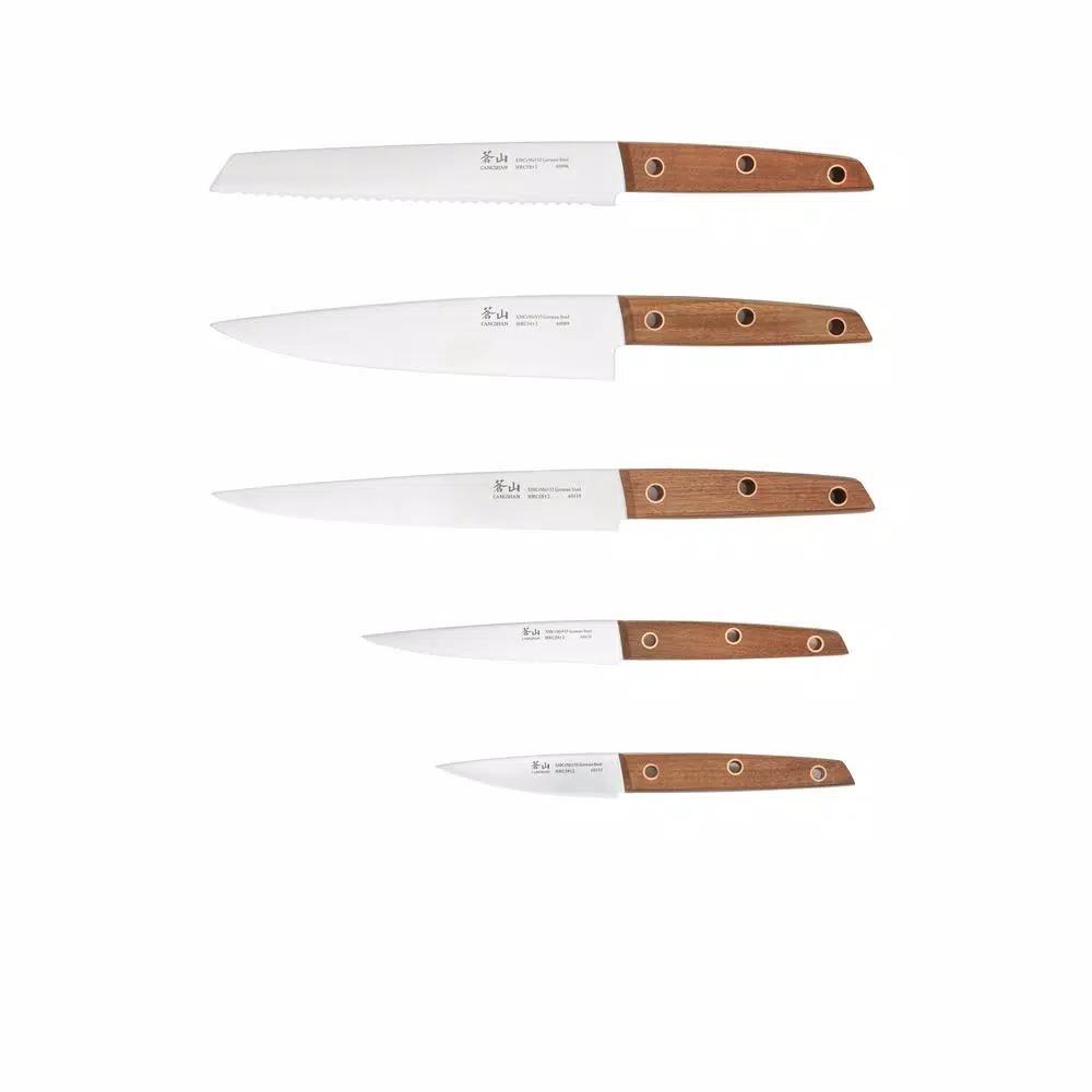 Cangshan W Series 6-Piece German Steel Knife Set with Solid Walnut Wood Block