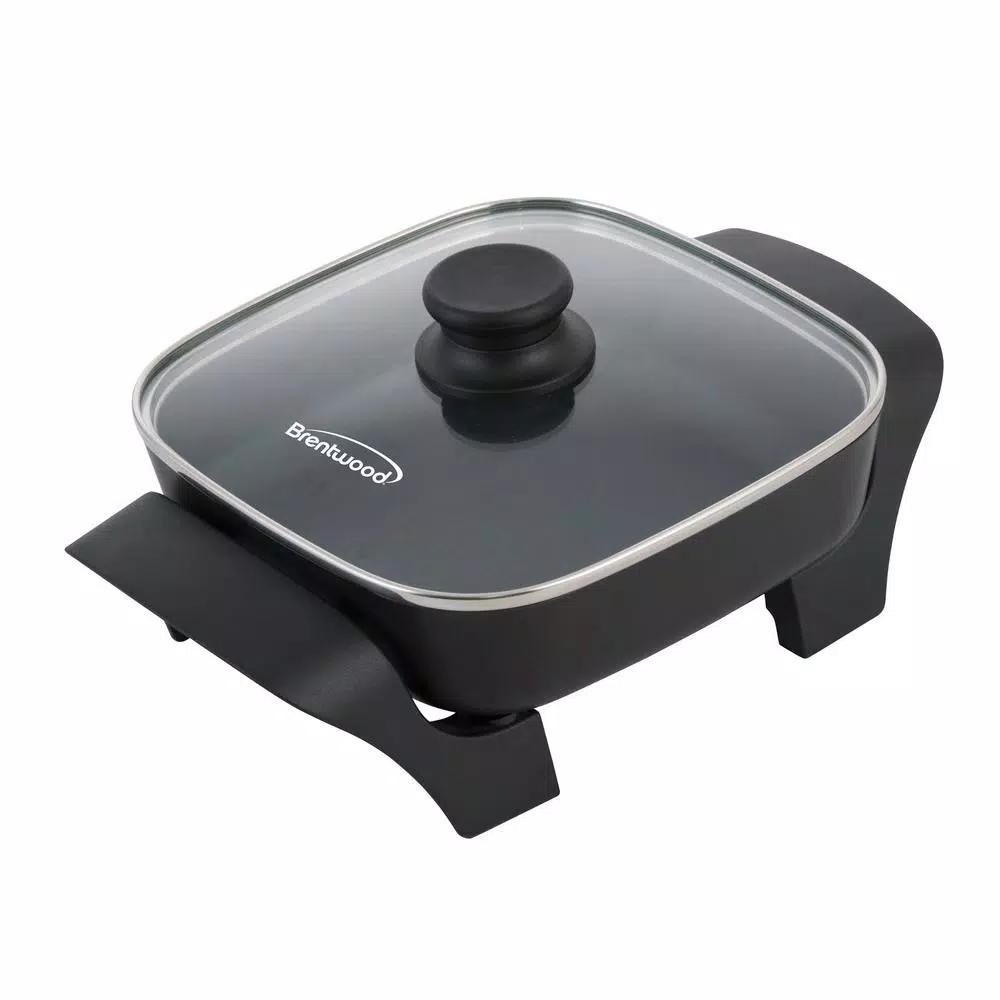 Brentwood Appliances 8 in. Nonstick Square Electric Skillet with Glass Lid, Black