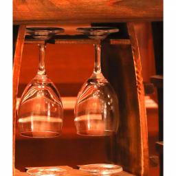 Vintiquewise Rustic Brown Wooden 8-Bottle Wine Rack with Decorative Wine Glass Holder thumbnail 5