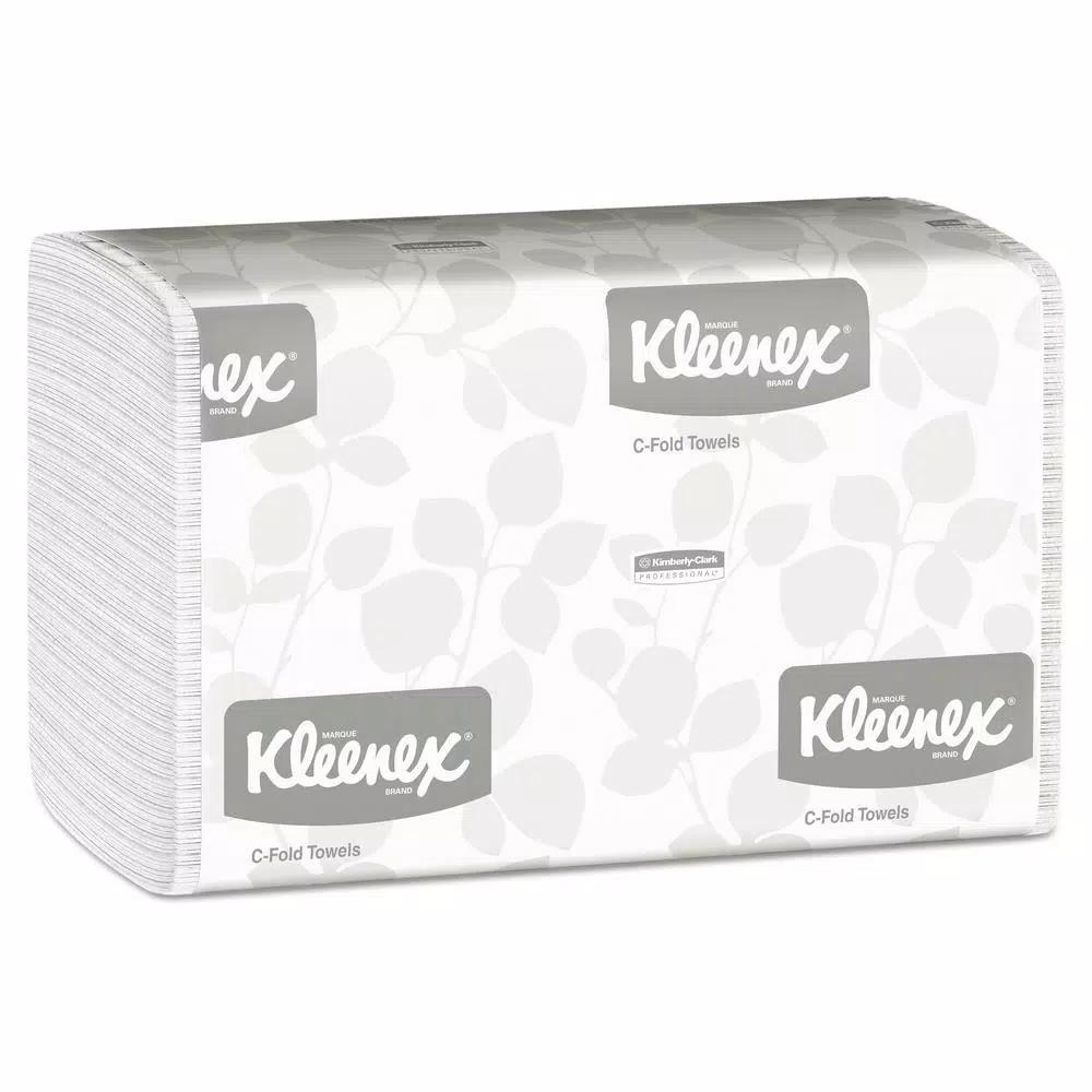 Kleenex C-Fold White Paper Towels, 1-Ply, 150 Sheets per Pack, 16 Packs per Carton