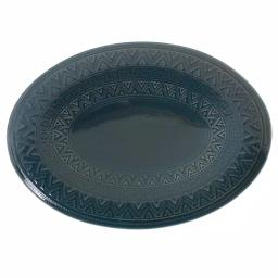 Certified International Aztec Teal 15.75 in. Oval Stoneware Platter thumbnail 1