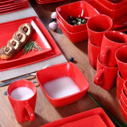 Boyel Living 16-Piece Modern Red Porcelain Dinnerware Set, Service for 4 thumbnail 2
