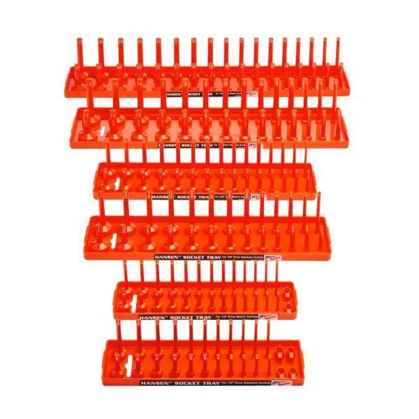 Hansen Global Inc. Orange Socket Tray 6-Pack Assortment for 1/2 in., 3/8 in., and 1/4 in. Drives