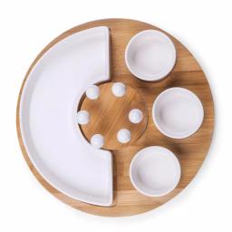 Legacy Symphony Ceramic and Bamboo Appetizer Serving Set with 3 Dip Bowls and 6 Picks thumbnail 2