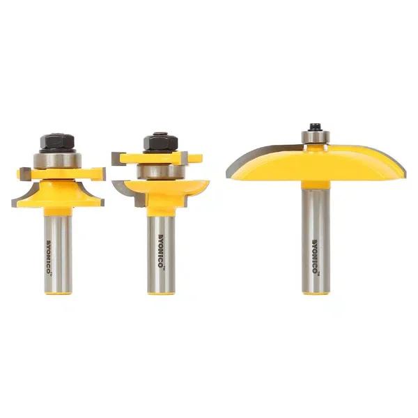 Yonico 3-Piece Raised Panel Cabinet Door Router Bit Set, 1/2 in. Shank, Carbide Tipped