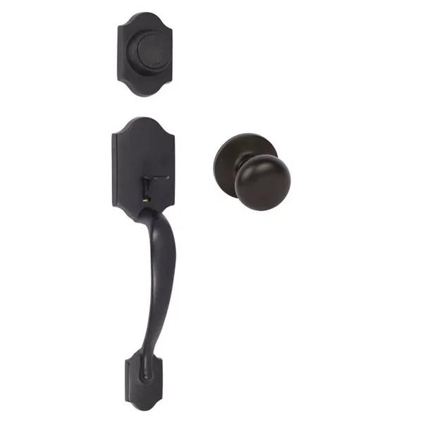Delaney Wicklow Black Single Cylinder Deadbolt Entry Door Handleset with Universal Round Knob