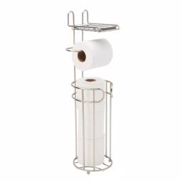 Bath Bliss Contemporary Freestanding Toilet Paper Holder with Built-in Phone Shelf and 4-Roll Storage, Satin thumbnail 4