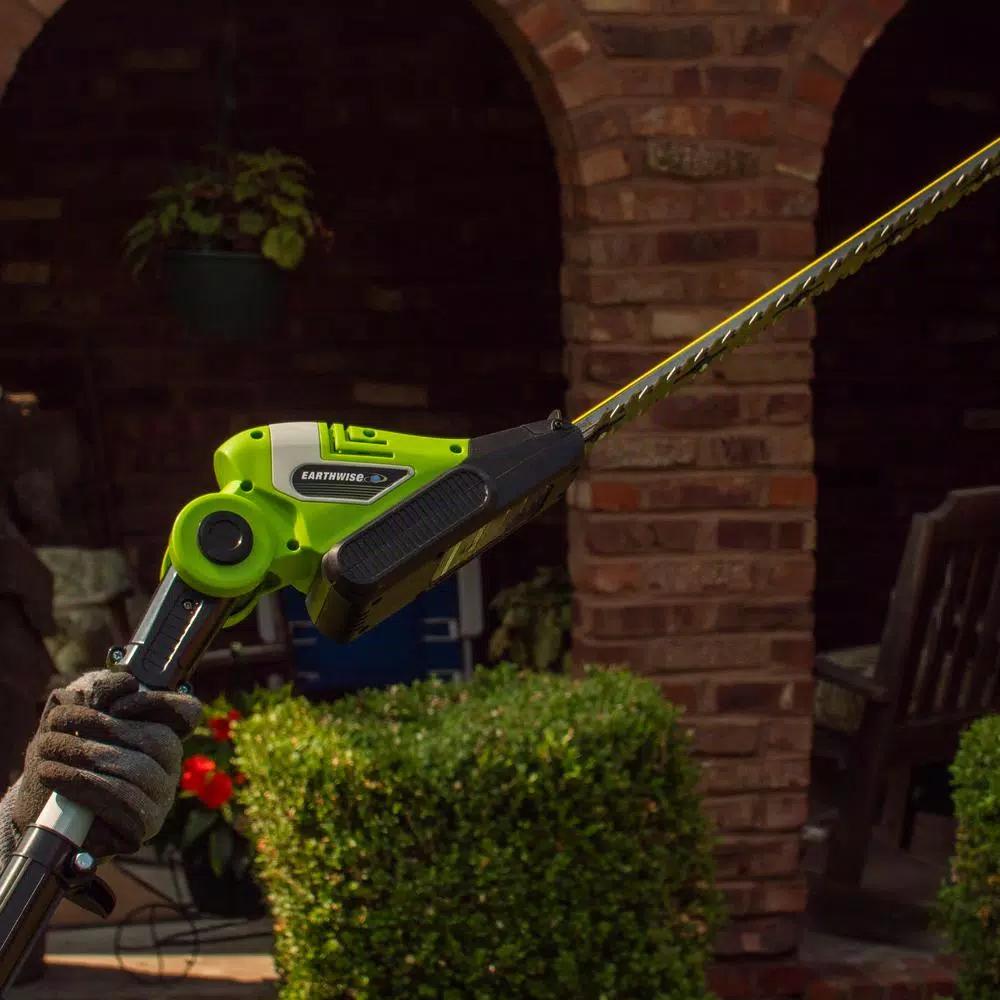 Earthwise 20V Cordless Pole Hedge Trimmer, 20 in. Blade, 2 Ah Battery and Charger Included