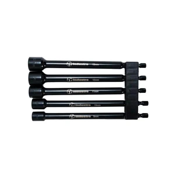 Industro 8-13mm Metric Magnetic Power Nut Setter Set, 5-Piece S2 Steel Impact Rated