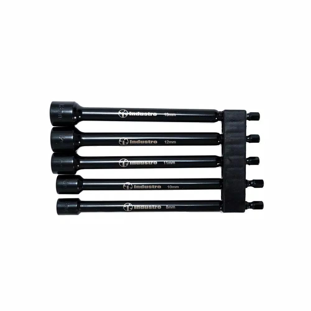 Industro 8-13mm Metric Magnetic Power Nut Setter Set, 5-Piece S2 Steel Impact Rated