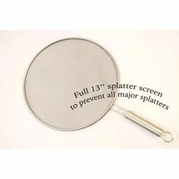 ExcelSteel 13 in. Stainless Steel Fine Mesh Splatter Screen with Solid Stay-Cool Handle thumbnail 2