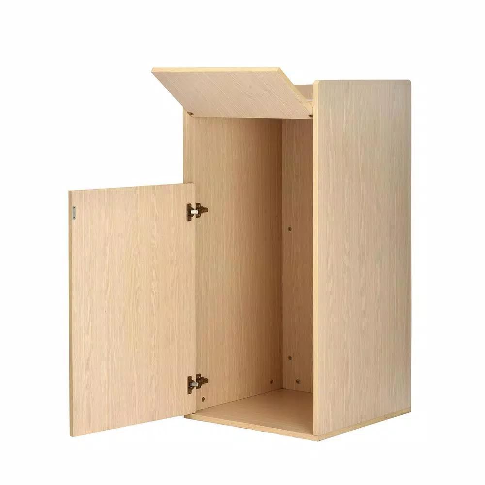 Alpine Industries 40 Gal. Oak Wood Commercial Tray Top Waste Enclosure Trash Can