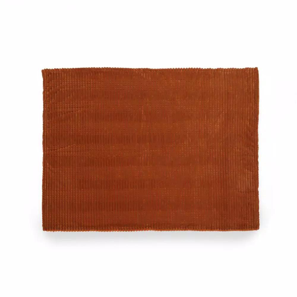 Noble House Cascara Orange Corduroy Plush Throw Blanket - Modern Textured Decor
