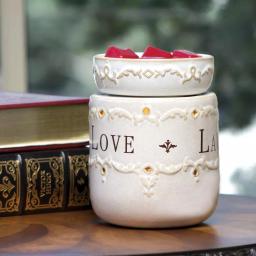 Candle Warmers Etc 8.8 in. Live, Laugh, Love Ivory Reactive Glazed Fragrance Warmer thumbnail 4