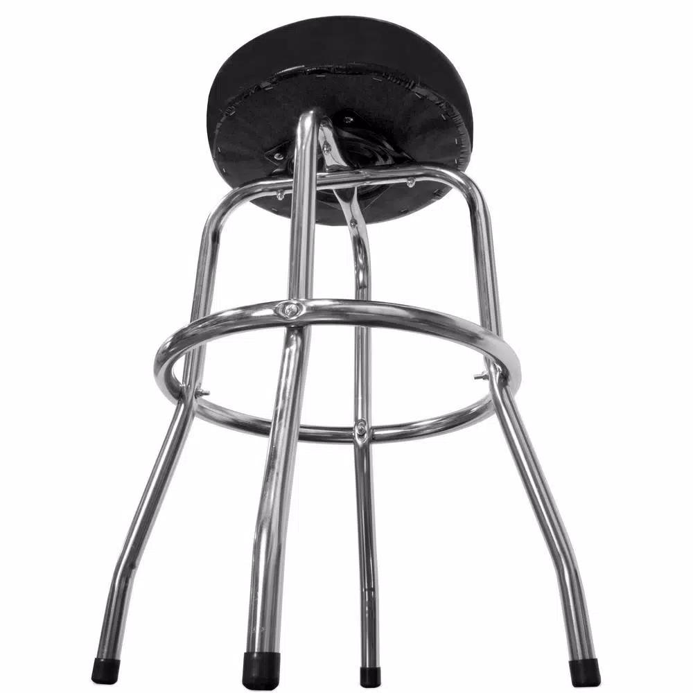 WEN 300 lb. Capacity Chrome-Plated Swivel Shop Bar Stool with Padded Vinyl Cushion
