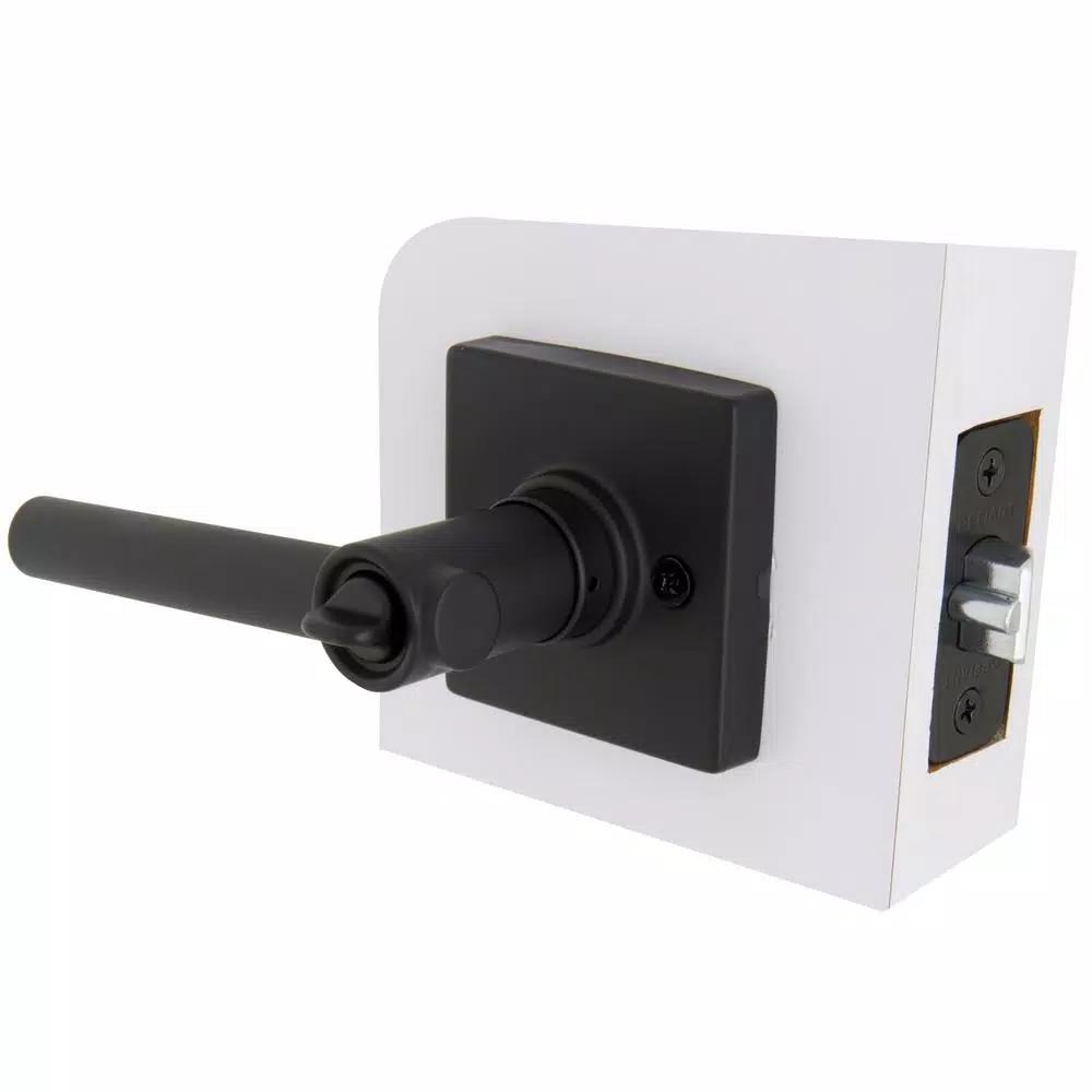 Defiant Highland Matte Black Keyed Entry Door Lever with Square Rose