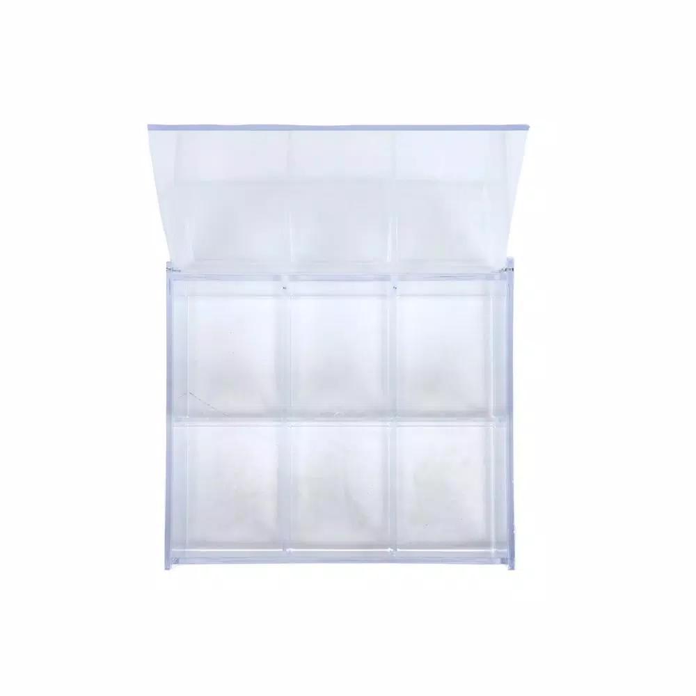 Mind Reader Clear Acrylic 6-Compartment Tea Bag Organizer and Pantry Storage Container with Lid