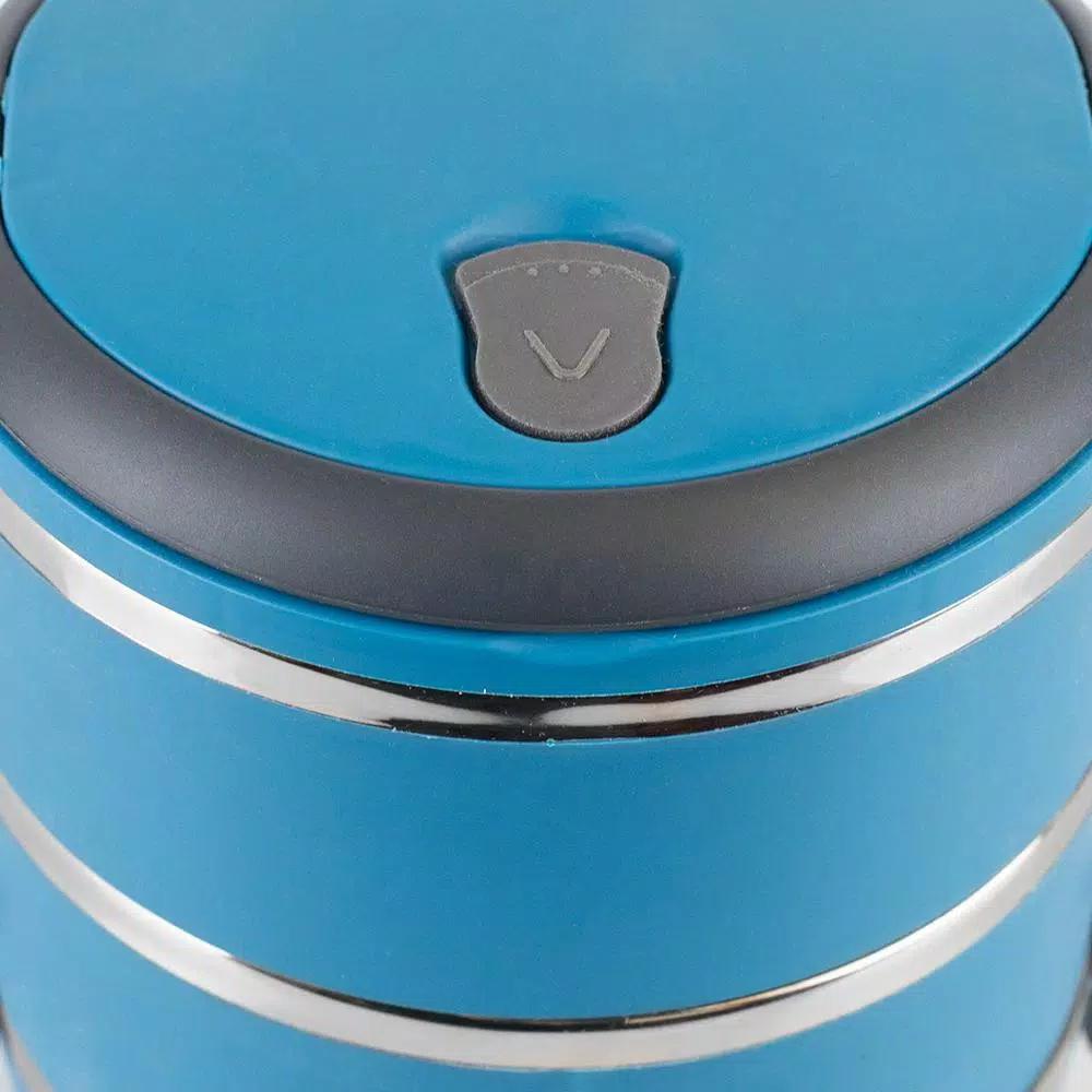 Unbranded 3-Tier Leak-Proof Stainless Steel and Plastic Lunch Box with Pop-Up Handle