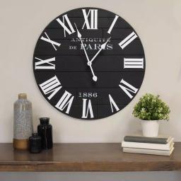 Stratton Home Decor 24 in. Vincent Black and White Wood Wall Clock thumbnail 3