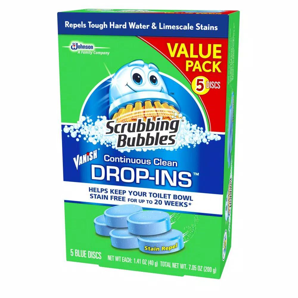 Scrubbing Bubbles Vanish Continuous Clean Toilet Bowl Cleaner Drop-Ins, Blue, 5-Pack (Case of 6)