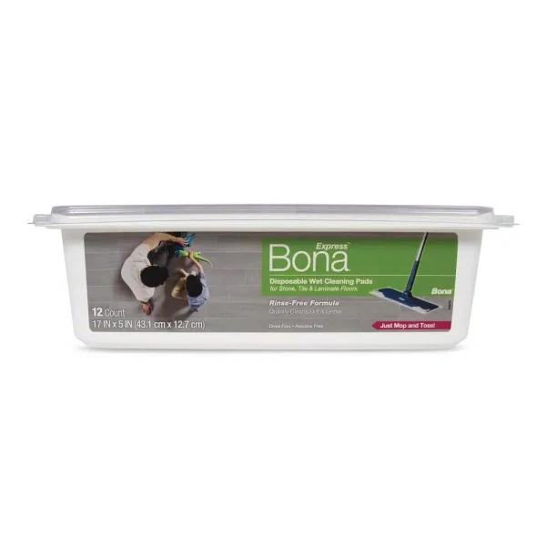 Bona Disposable Wet Cleaning Pads for Hard-Surface Floors, 12-Pack