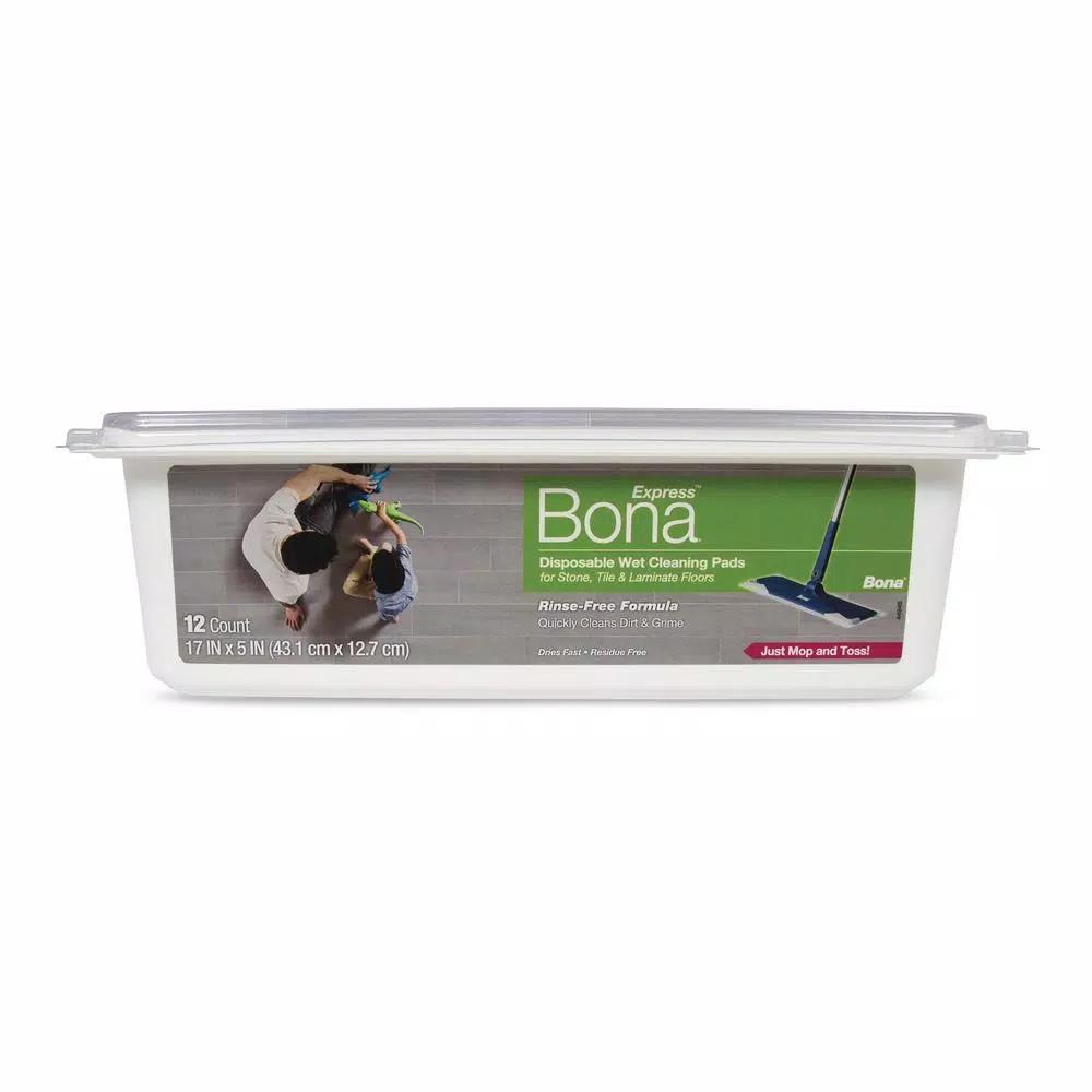 Bona Disposable Wet Cleaning Pads for Hard-Surface Floors, 12-Pack