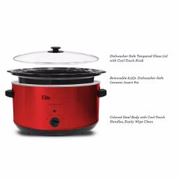 Elite Platinum 8.5 Qt. Red Slow Cooker with Removable Stoneware Pot thumbnail 5