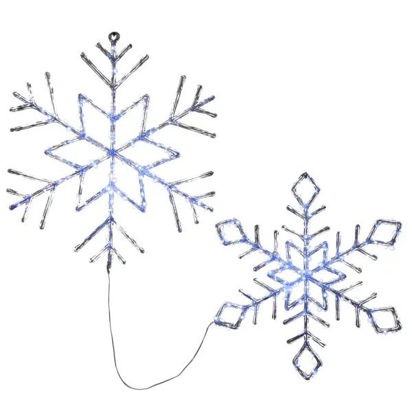 National Tree Company Ice Crystal Snowflake LED Light Set (2-Piece) - 20 in. and 24 in. White Lights
