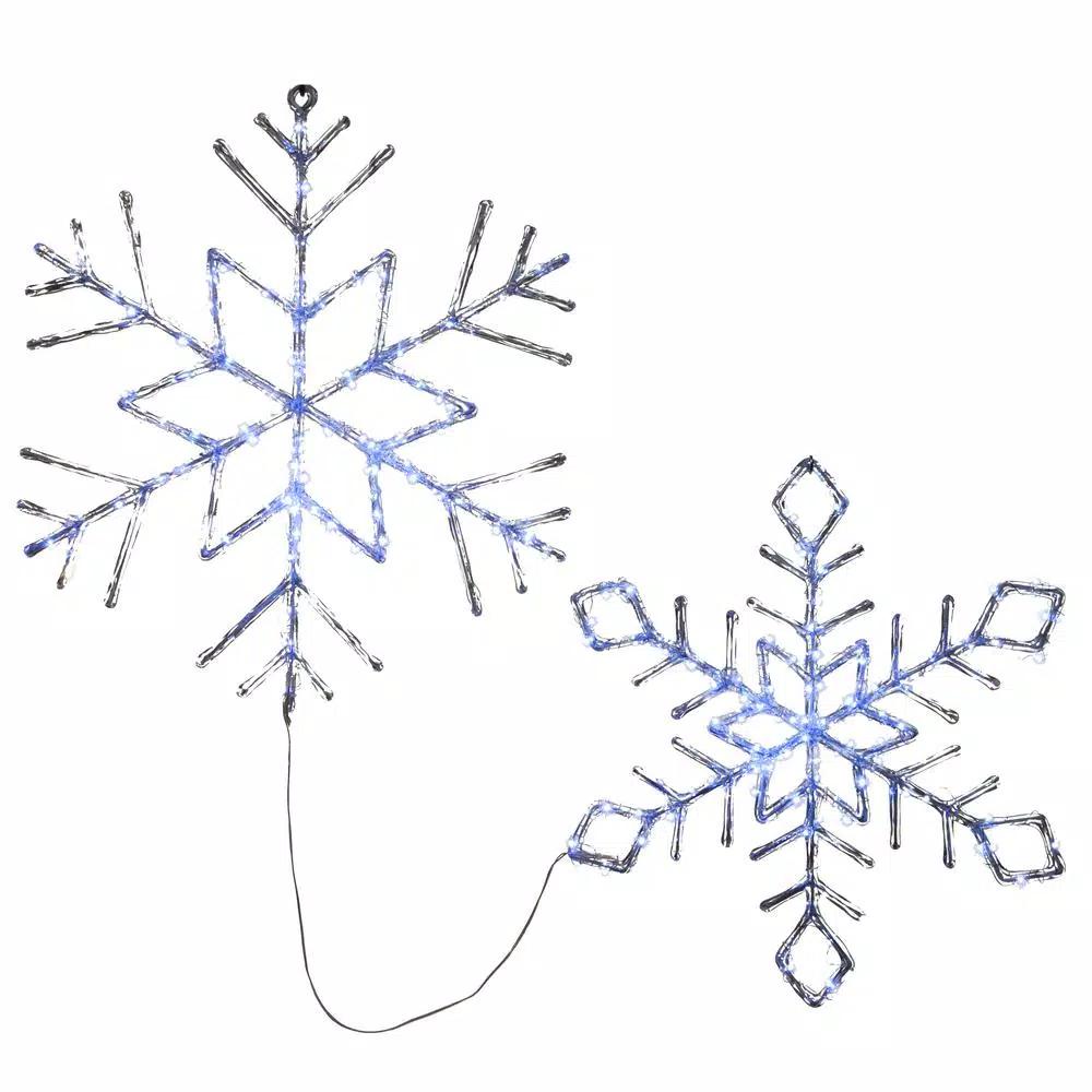National Tree Company Ice Crystal Snowflake LED Light Set (2-Piece) - 20 in. and 24 in. White Lights