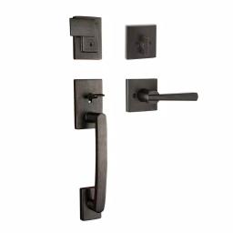 Baldwin Prestige Spyglass Single Cylinder Venetian Bronze Door Handleset with Square Lever thumbnail 4