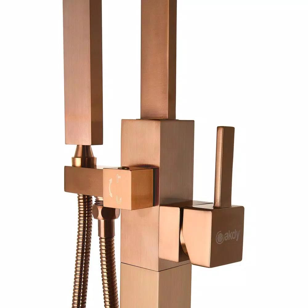 AKDY Freestanding Floor Mount Roman Tub Faucet with Hand Shower, Antique Bronze
